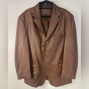 Stafford Mens Brown‎ Leather Blazer Jacket